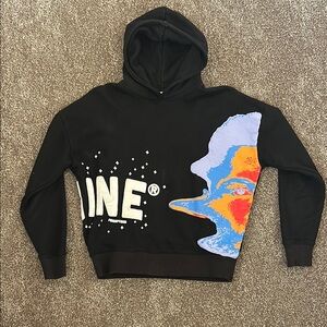 DIVINE PERCEPTIONS hoodie with colorful abstract face